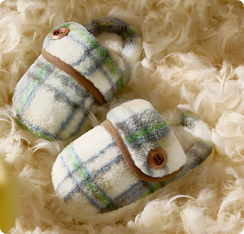 Indoor Home Silent Thick Warm Fur Shoes For Children - Wobakids