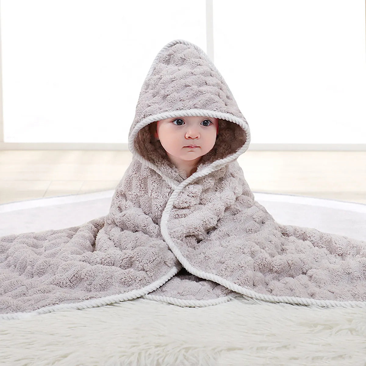 Kids Hooded Bathrobe Blanket