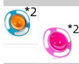 Blue and pink rotating snack bowls with two-piece quantity labels
