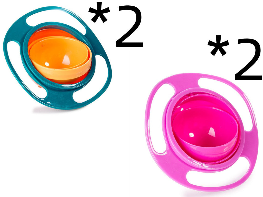 Green and pink rotating snack bowls with two-piece quantity labels