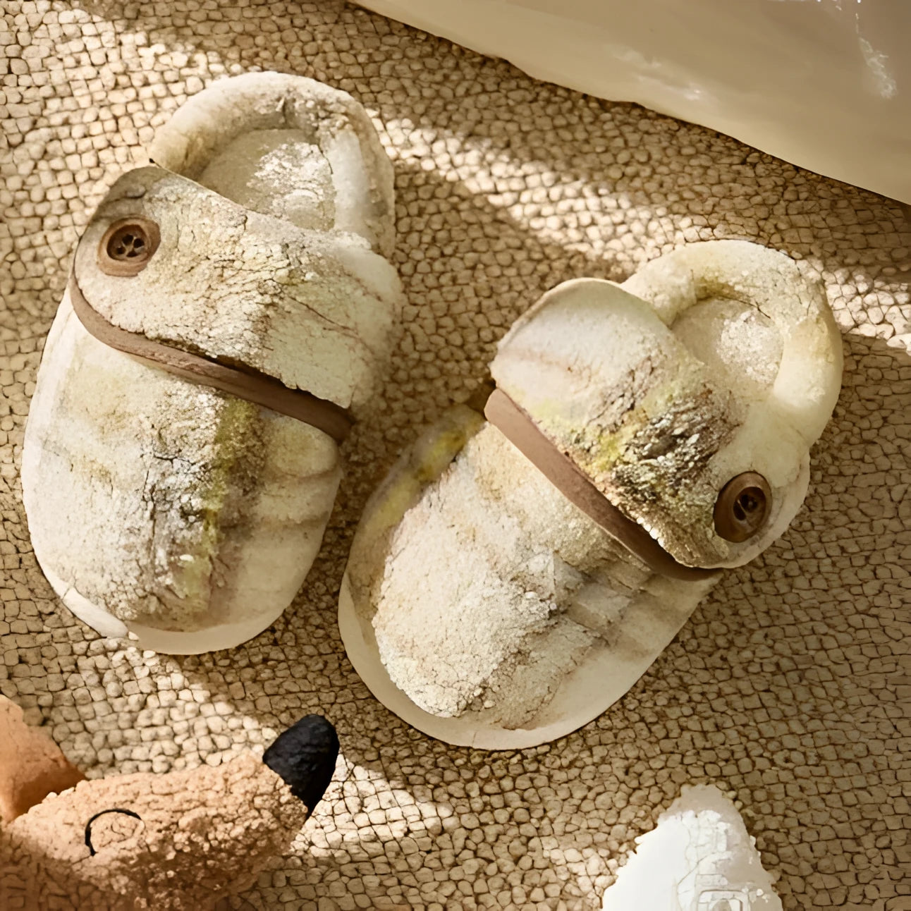 Indoor Home Silent Thick Warm Fur Shoes For Children - Wobakids