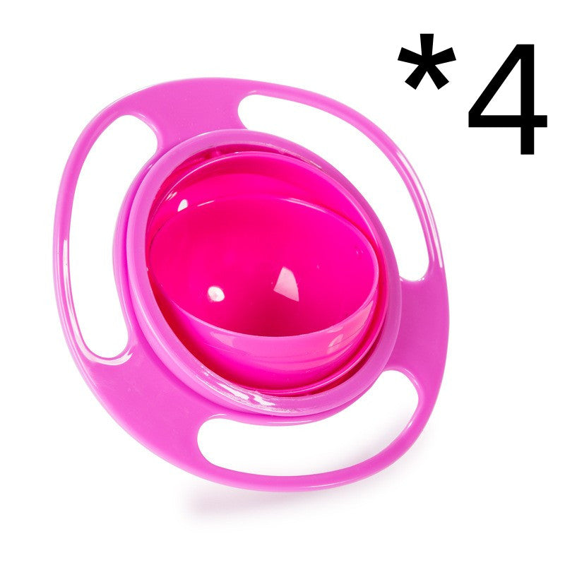Pink rotating snack bowl with a four-piece quantity label