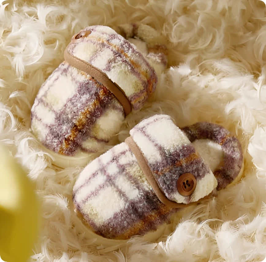 Indoor Home Silent Thick Warm Fur Shoes For Children - Wobakids