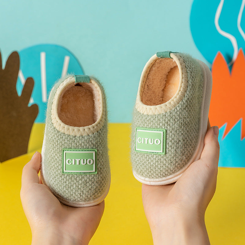 Children's Imitation Lamb Wool Baby Home Cotton Shoes Indoor Use - Wobakids