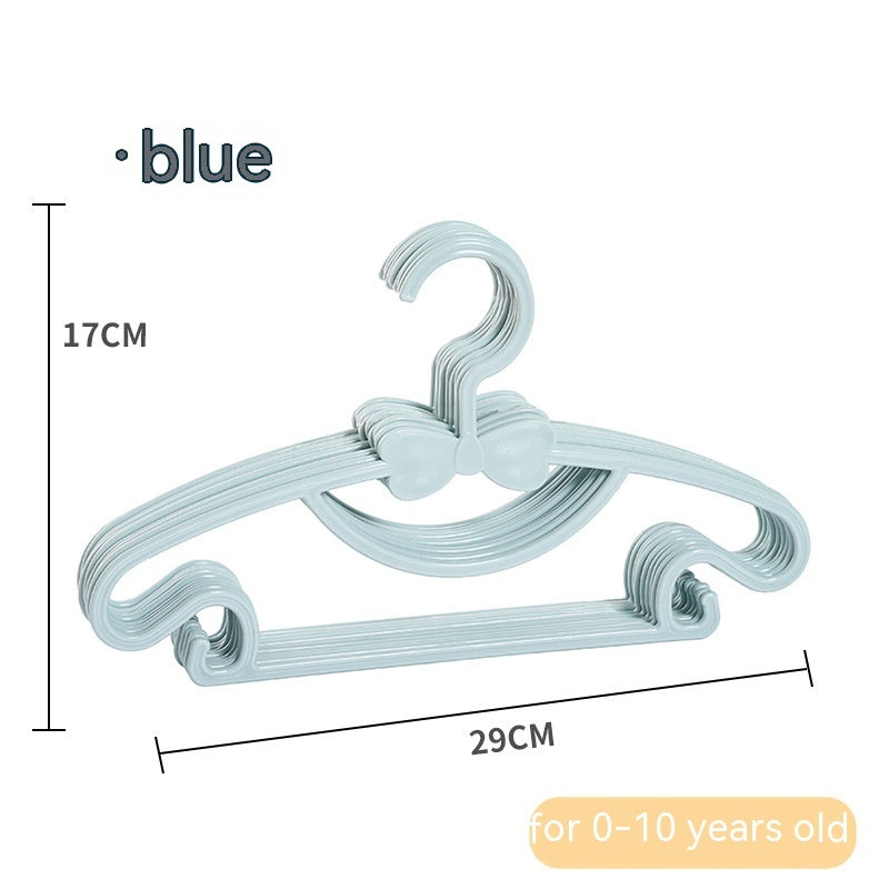 Blue children's clothes hangers with bow details, showing 29 cm width and 17 cm height