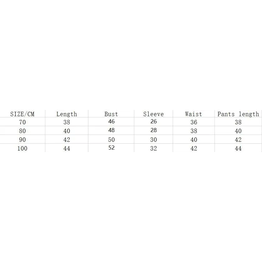 Suit solid color size chart in cm for pants 70-100