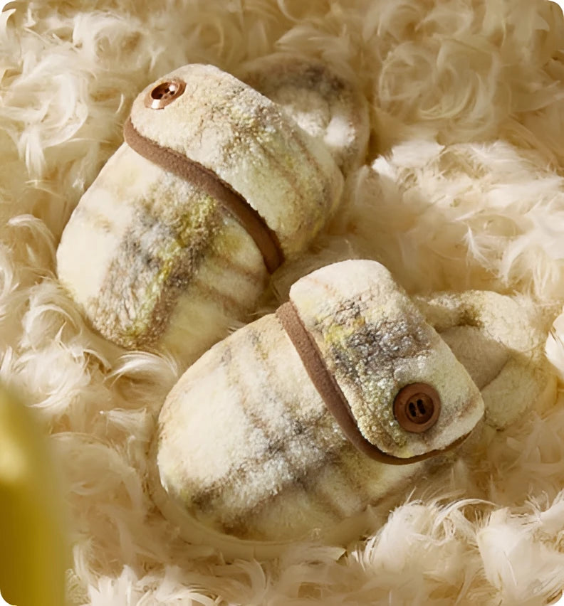 Indoor Home Silent Thick Warm Fur Shoes For Children - Wobakids