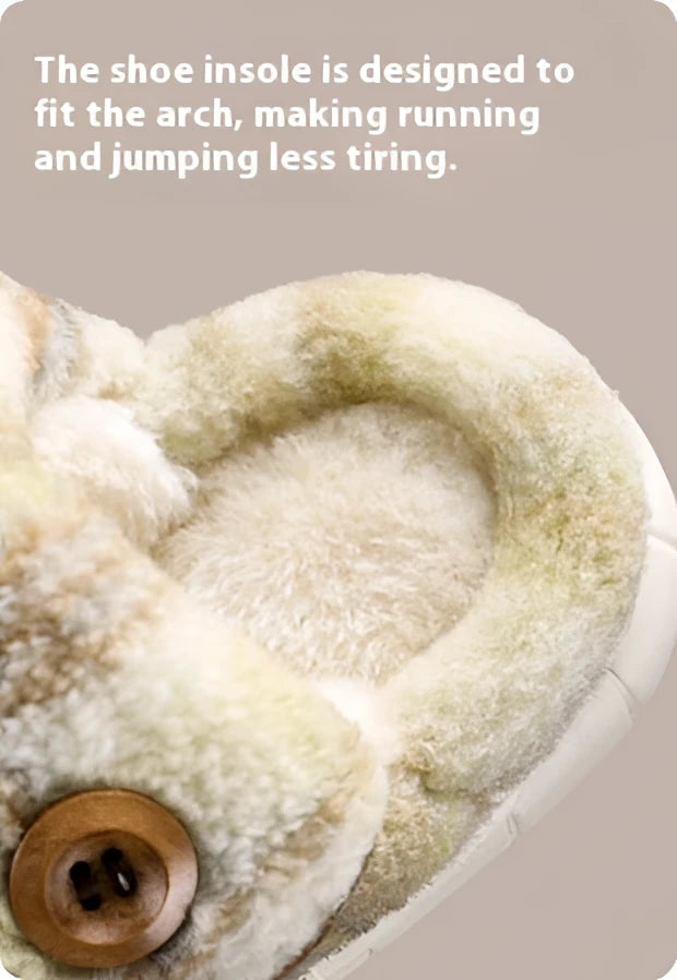 Indoor Home Silent Thick Warm Fur Shoes For Children - Wobakids
